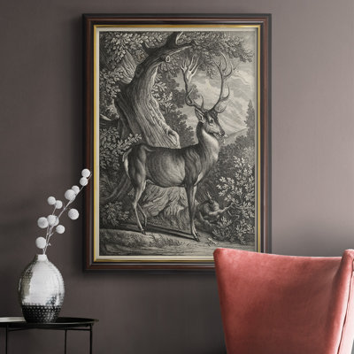 Toile encadrée de qualité supérieure Woodland Deer I - prête à être accrochée