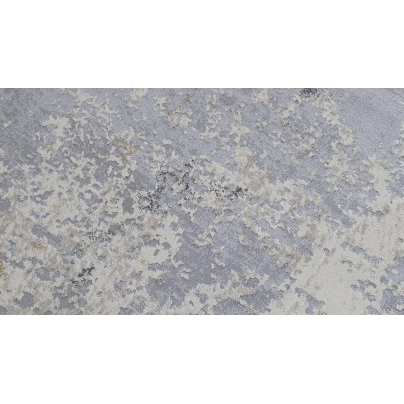 Tapis abstrait bleu / gris Connery, Rectangle 6 pi 4 po x 9 pi 6 po