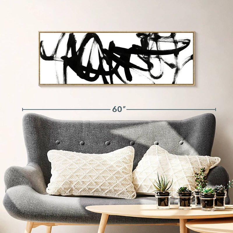 Blanc à noir Higley V, Floating Frame Natural Wood, 43 po x 15 po