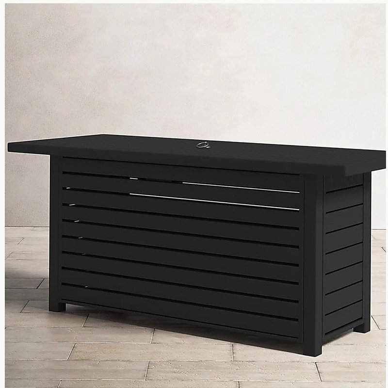 Steel Propane/Natural Gas Outdoor Fire Pit Table with Lid, Black