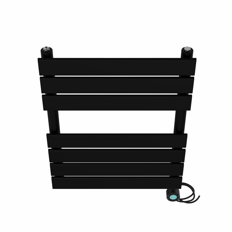 Flat Panel Towel Rail Heated Towel Rails, 65cm H x 50cm W x 6.2cm D, Black