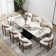  9-Piece Extendable Rectangular Sintered Stone Dining Table Set With 8 Solid Wood Chairs