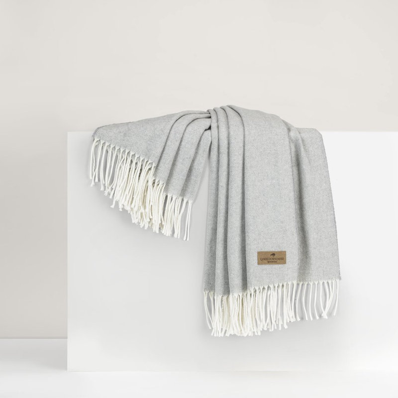 Italian Herringbone Throw, Light Gray