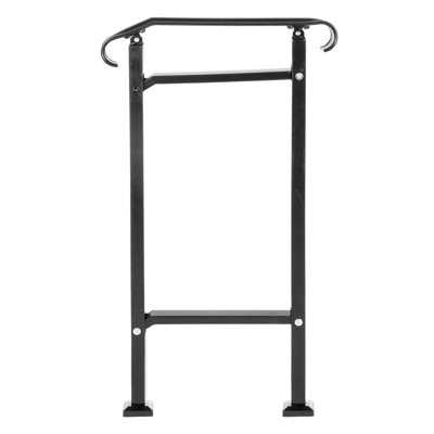Adjustable Outdoor Stair Railing for 1-2 Steps - Heavy Duty Wrought Iron Handrail with Installation Kit for Concrete or Wooden Porch