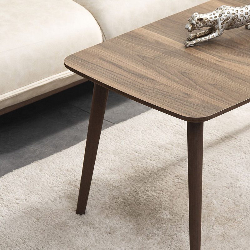 Table basse 39,4 x 17,7 x 20,5 po Adelah Modern 100% panneau de fibres à densité moyenne avec pieds en bois, épaisseur: 0,7 pouce | Design scandinave, couleur unie élégante pour le salon et les espaces contemporains, durable et élégant