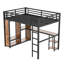 Lit mezzanine en métal pour grand lit, garde-robe avec compartiments de rangement, bureau, tablettes, abri d'automne