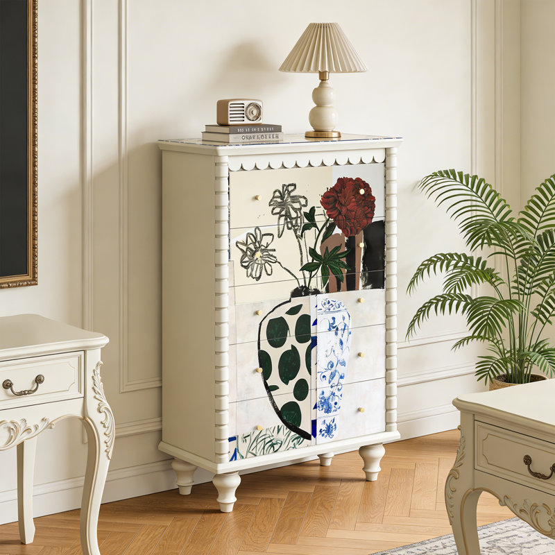Commode d'entrée Mid-Century en bois massif, Blanc