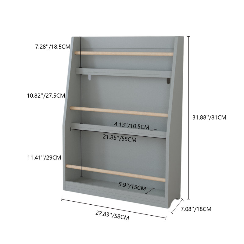 31.88 H X 22.83 W Bookcase, Gray