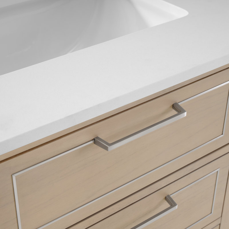 Markham 24'' W Single Vanity, Brushed Nickel, Cashmere Gray, White Quartz