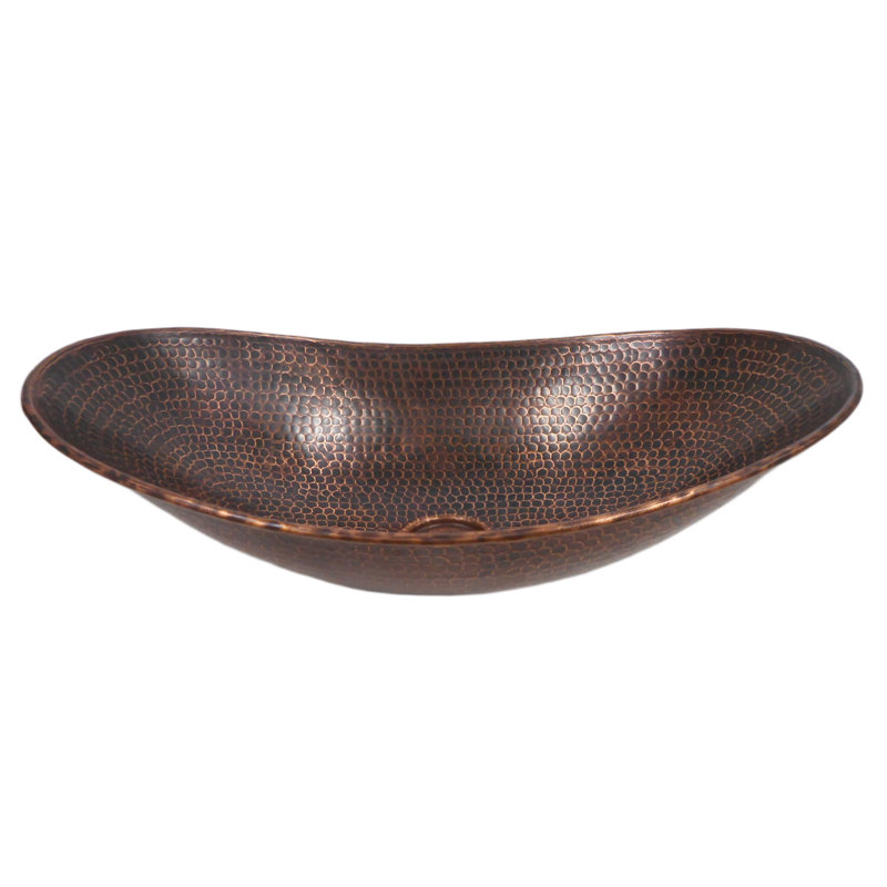 Lavabo vasque ovale en cuivre 18 po, robinet 13 po et drain inclus