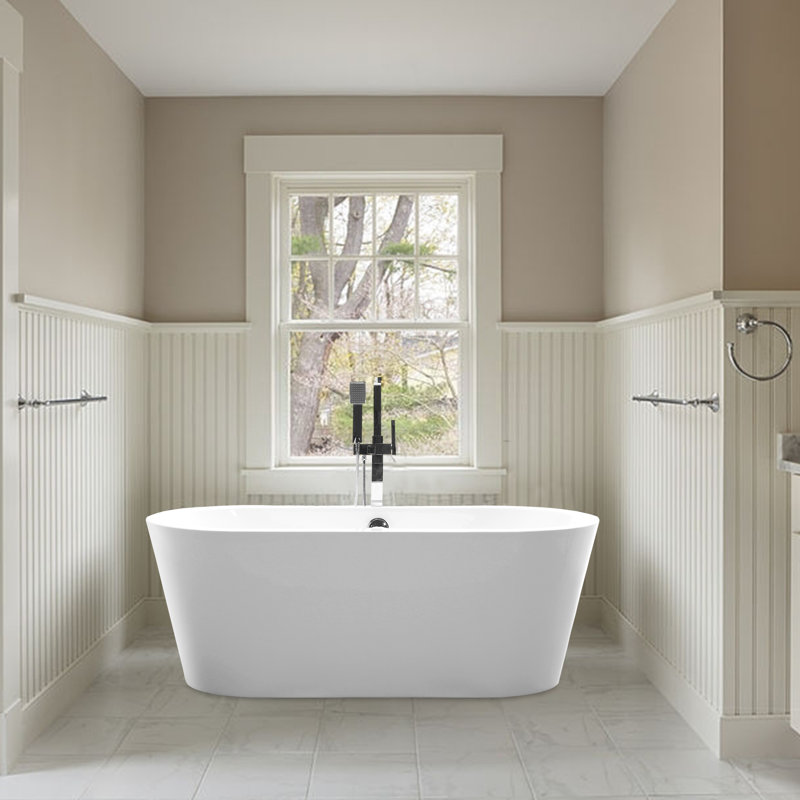 59" x 29" Freestanding Soaking Bathtub, 23.6" H x 59.1" L x 29.5" W