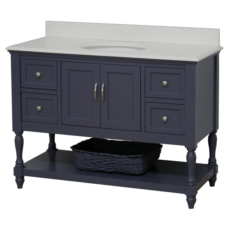 Ensemble de meuble-lavabo simple de 48 po Hampton, Quartz, Gris anthracite