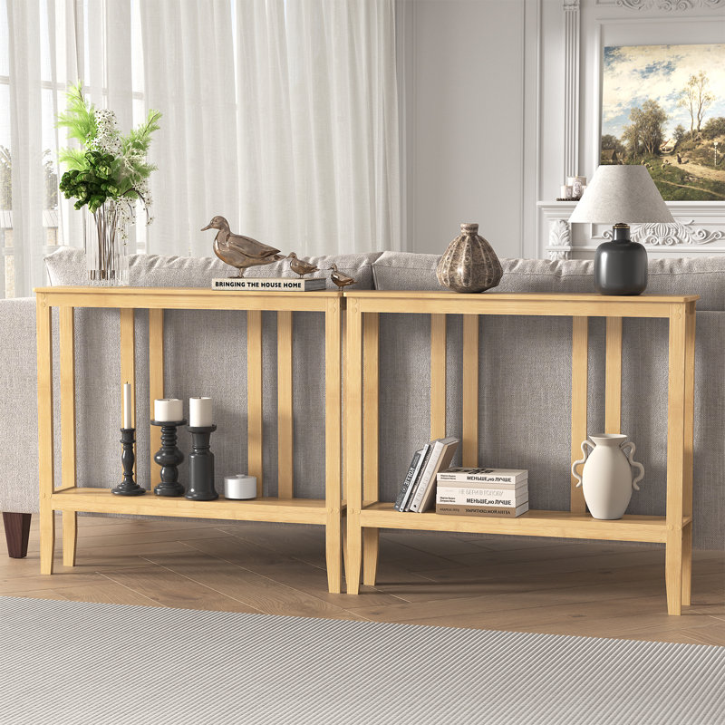 36.2" Bamboo Console Table Sofa Table, Natural