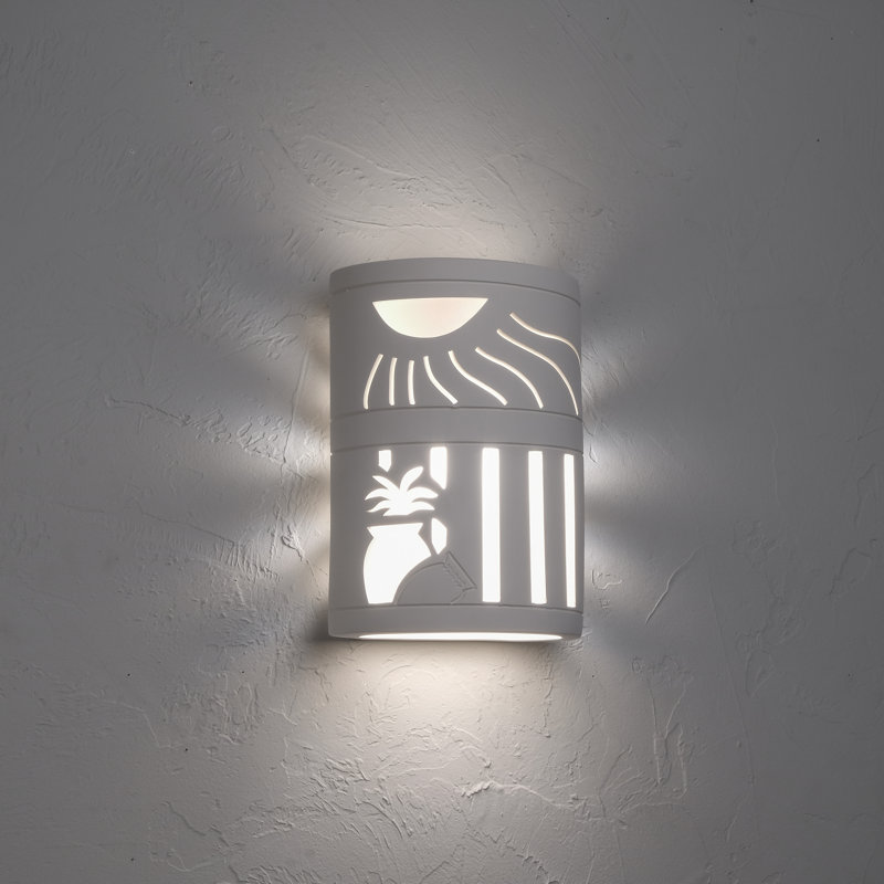 Ninamarie Ceramic Outdoor Wall Light, LED Bulb Included, Paintable White, 10.5" H x 7.5" W x 5.5" D