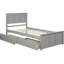 Lit plateforme simple avec 2 tiroirs roulants en bois massif et tiroirs et roulettes-761430168