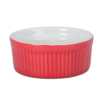 BIA Cordon Bleu Round Stoneware Stainless Steel Piece Ramekin / Soufflé Dish Bakeware Set