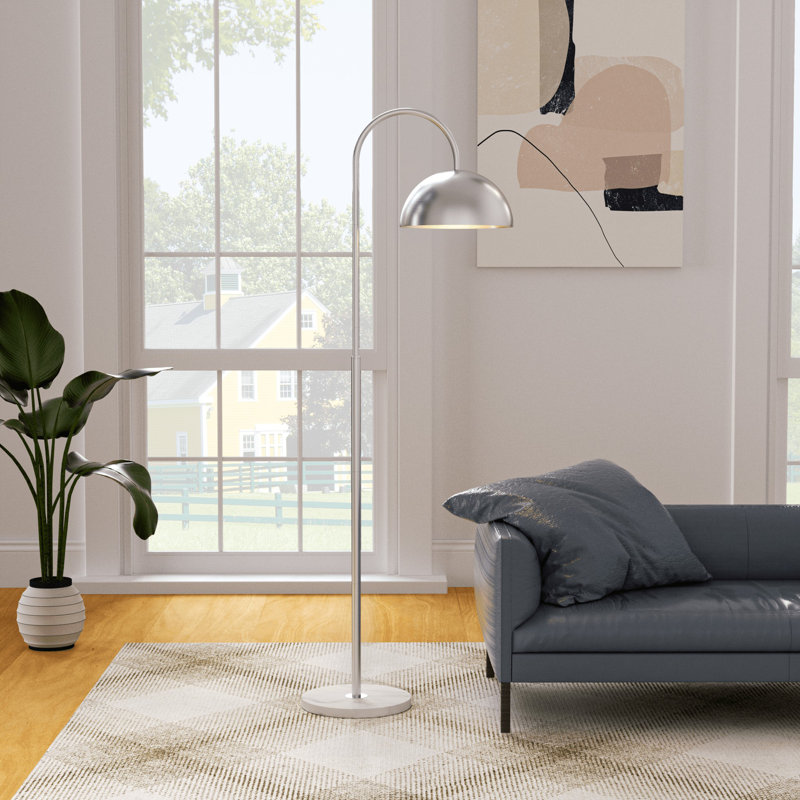 Abington 64" Modern Arched Floor Lamp 1-Light Metal Standing Lamp with Foot Switch Marble Base Tall Corner Light for Living Room Bedroom Reading