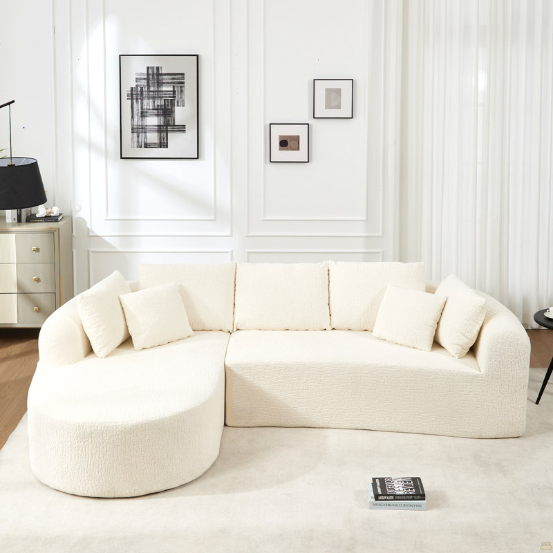Canapé modulaire 109 po Cloud, Velours côtelé blanc