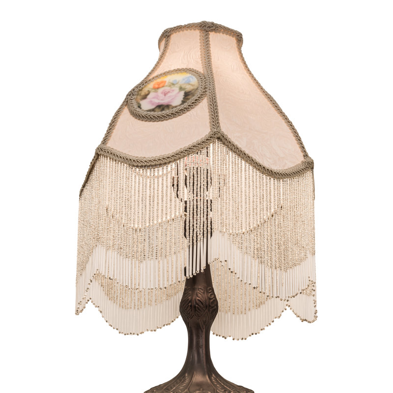 Lampe de table 20 po à revers en tissu peint avec roses