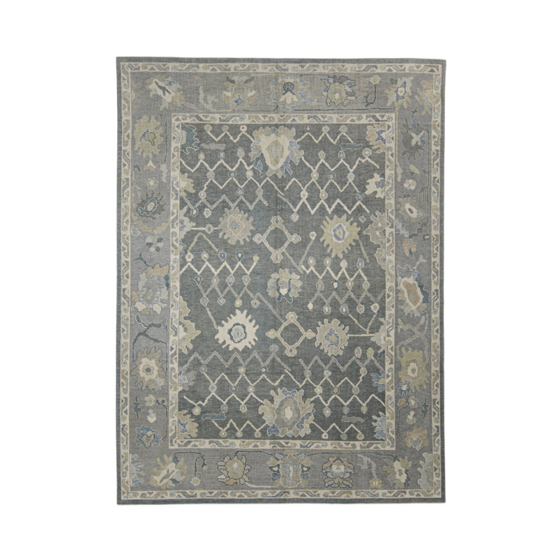 Tapis turc Oushak fait à la main 9 pi x 12 pi 2 po