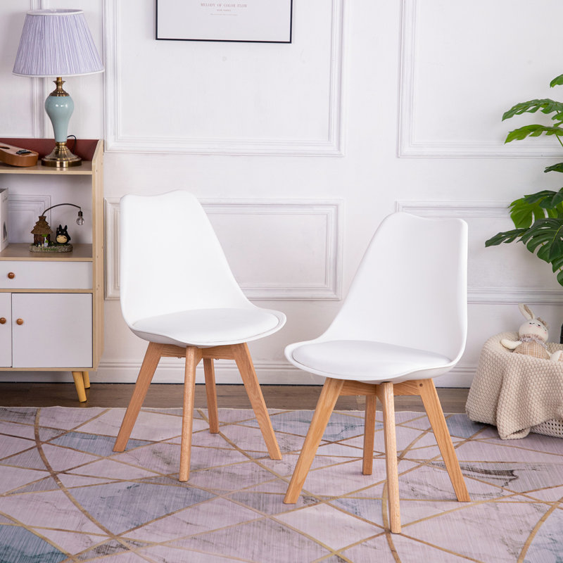 Nero Upholstered Dining Chair, White, Beech, 2