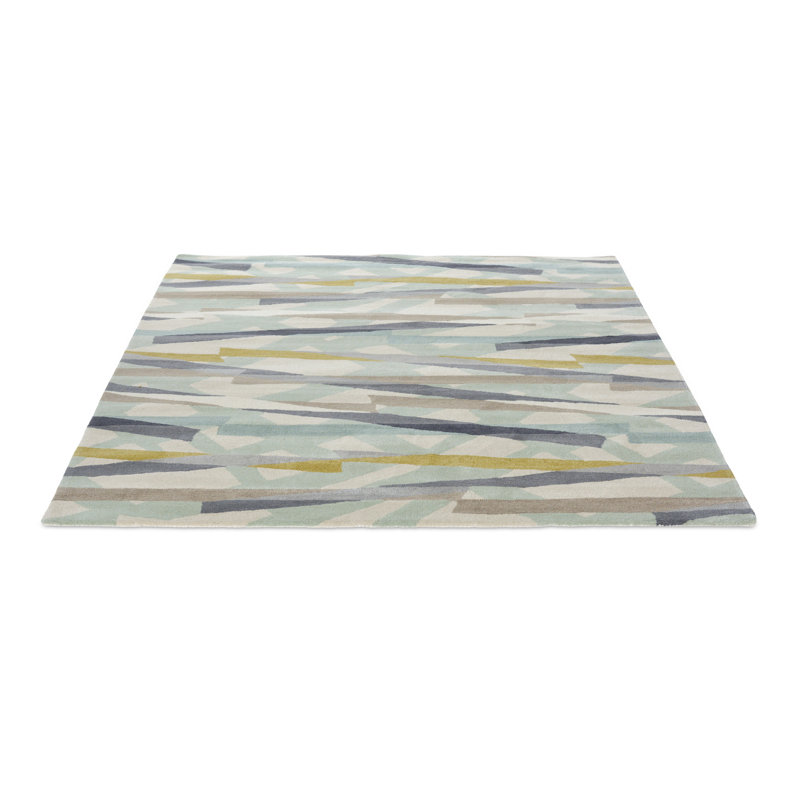 Diffinity Wool Abstract Area Rug in Green/Gray/Blue/Yellow, Rectangle 4'7" x 6'7"