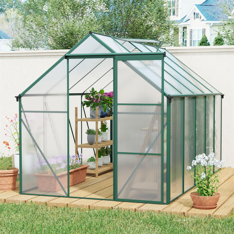 Serre en polycarbonate surélevée 6X10FT, H 6 pi x l 10 pi x P 6 pi, Vert