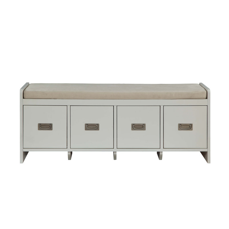 Beige And White Bench With Storage