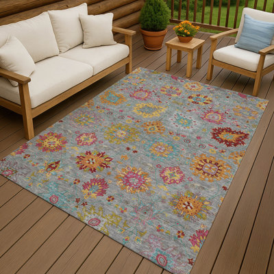 Machine Washable Indoor/Outdoor Mattera ACN2288 Damask Rug