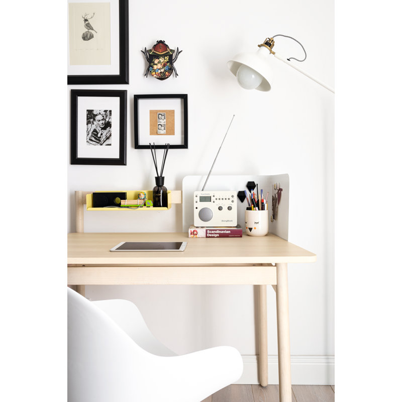 Ens Desk with Wooden Top, Bleached Beech, Bleached Beech