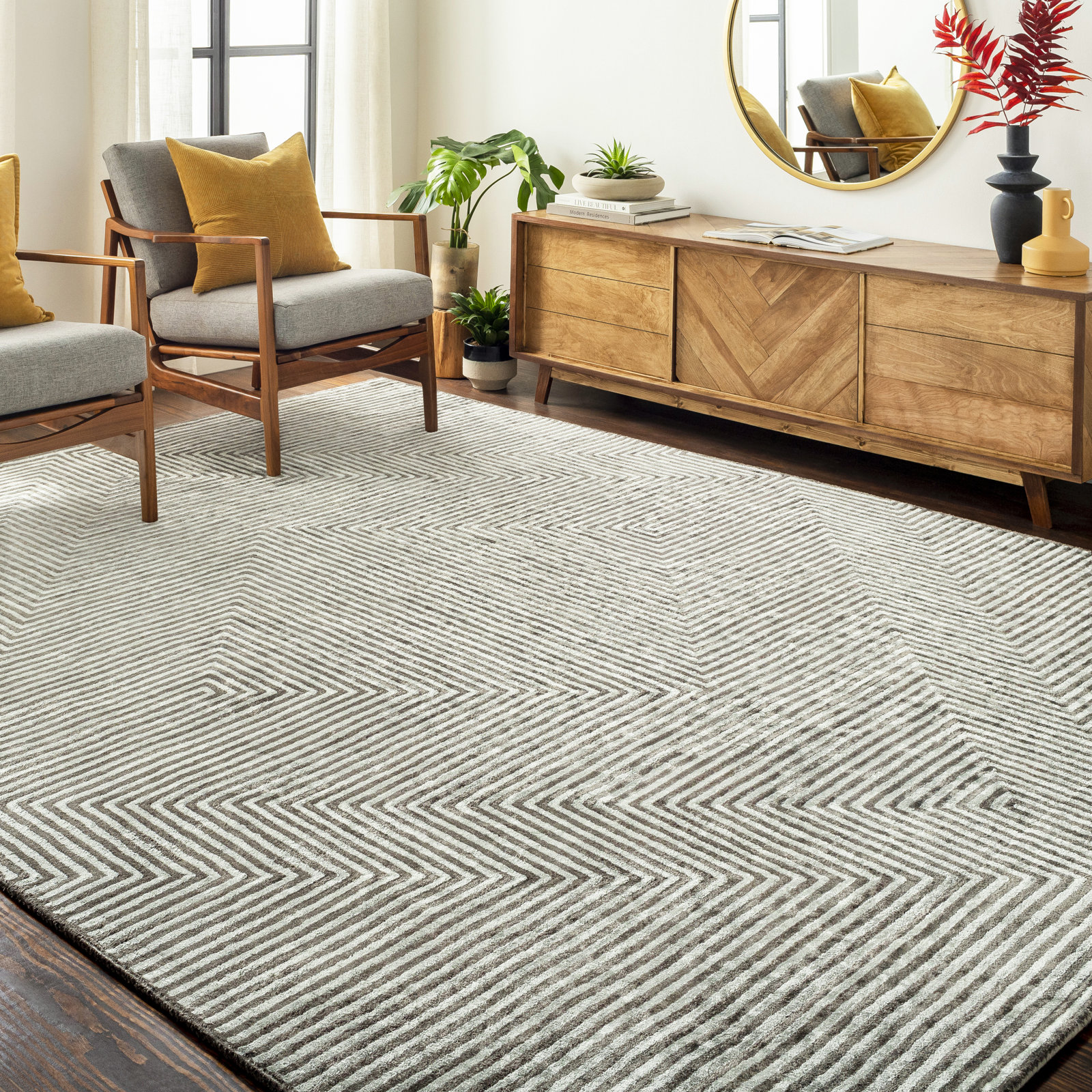 Balos Hand Tufted Viscose Geometric Indoor Rug, Rectangle 10' x 14'