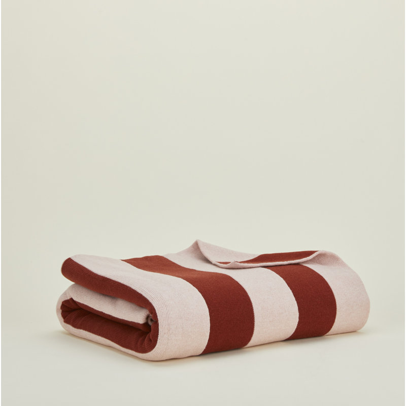 Simple Striped Throw Blanket, Blush/Terracotta