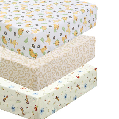 Castleford Greenguard Gold Certified Animals Floral - Piece Standard Crib Sheet Set