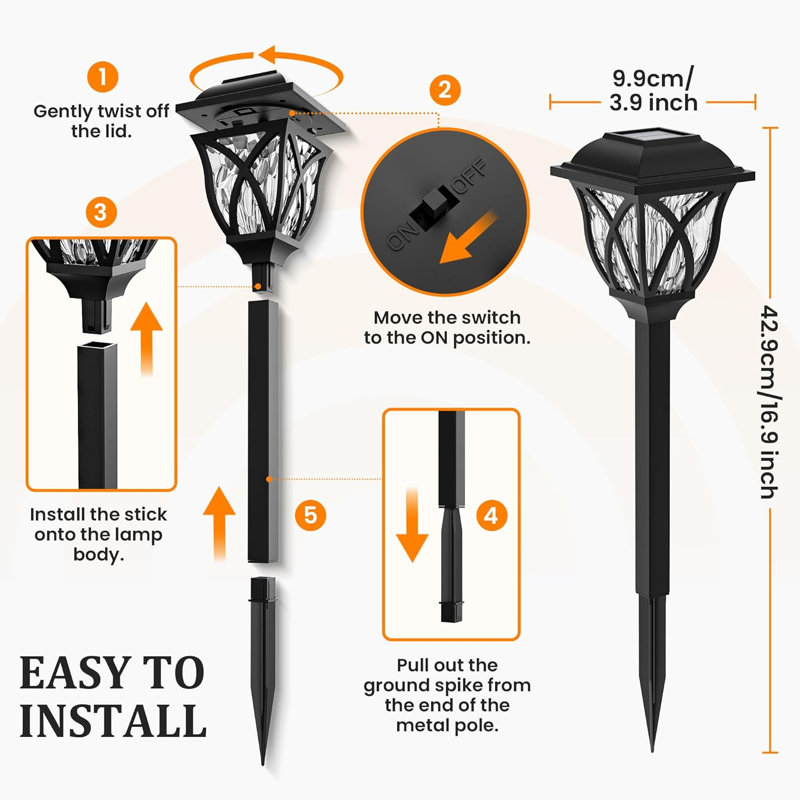 Stainless Steel Solar Powered Pathway Light Pack, Yellow