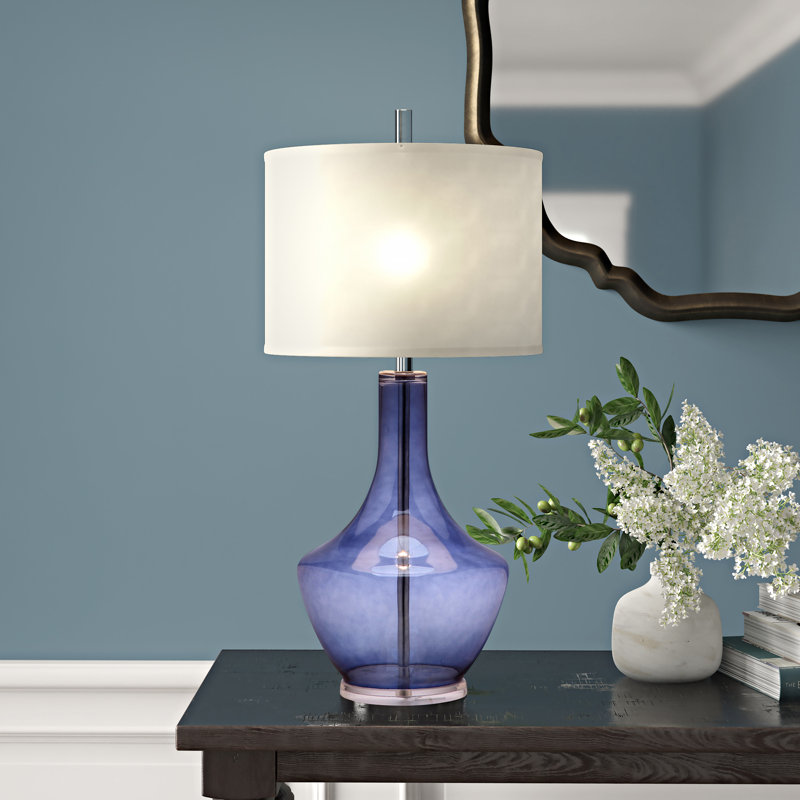 Barrington Glass Table Lamp, Light Blue