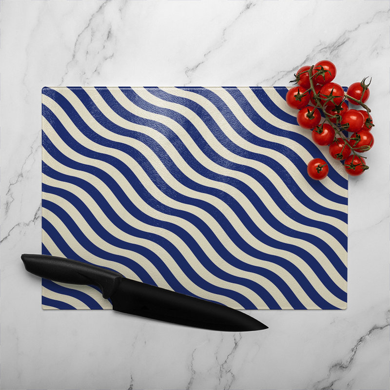 Wavey Lines Glass Chopping Board, 40cm L x 28cm W