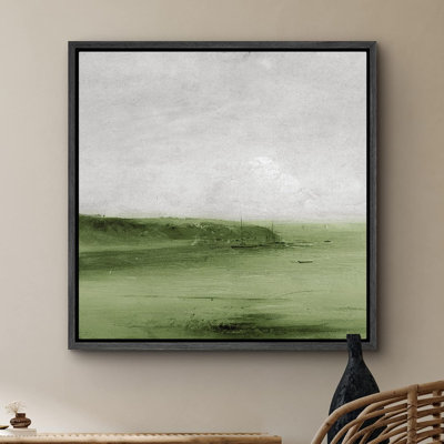 Voilier vert pastel océan encadré sur toile