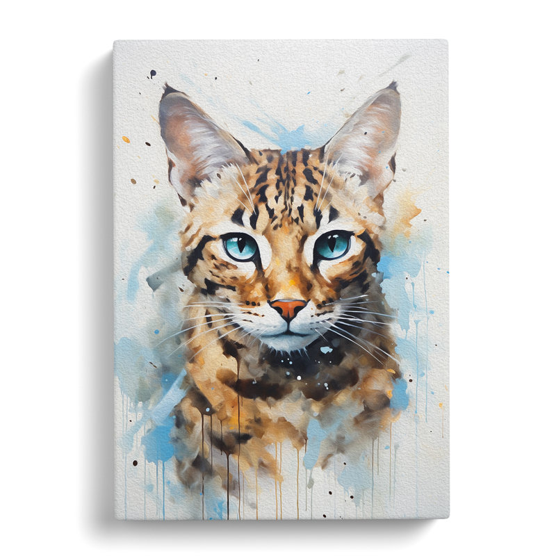 Bengal Cat Gestural - No Frame Art Prints - Wrapped Canvas, 60cm H x 40cm W x 3cm D
