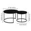 Ensemble de 2 tables basses gigognes rondes, tables d'appoint empilables en faux marbre noir avec structure en métal doré, table d'appoint emboîtable moderne pour le salon, le petit appartement et le bureau-1507251499