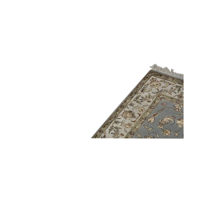 Crown Wool Oriental Area Rug in Blue/Camel