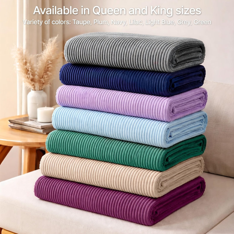 Navara Haven Ultra Soft Plush Corduroy Blanket - Luxe Ribbed Design