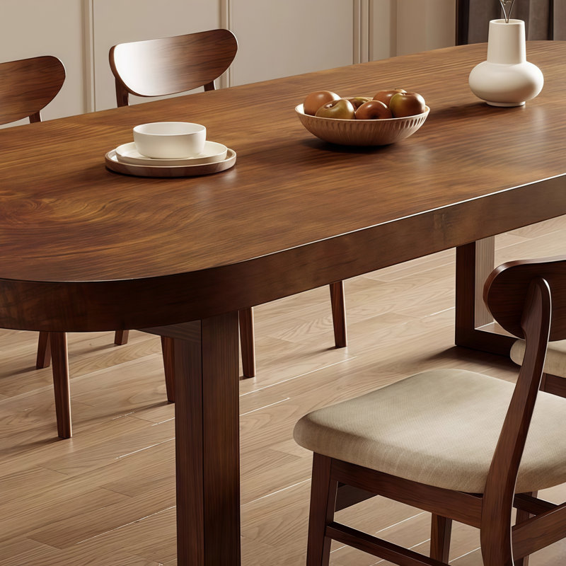 Modern Rectangular Arc Angle Solid Wood Dining Tables, 29.50”H x 63”L x 27.60”W