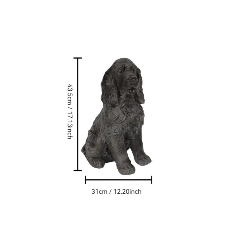 Statue de jardin réaliste représentant un cocker spaniel assis