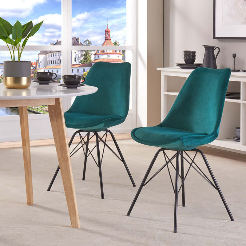 Chaise d’appoint rembourrée en velours Sigrid, Atrovirens