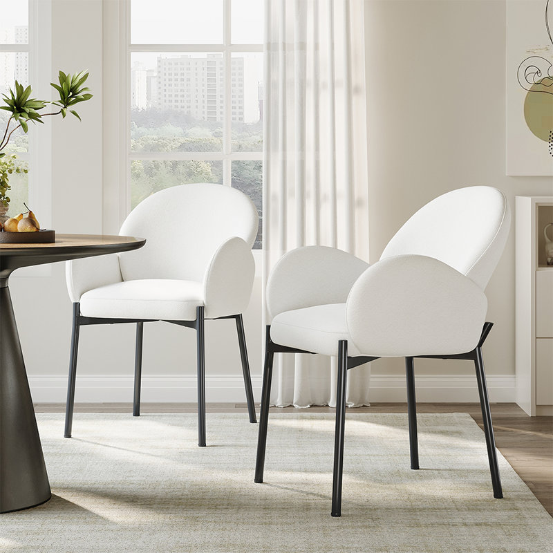 Small teddy velvet dining chair, White