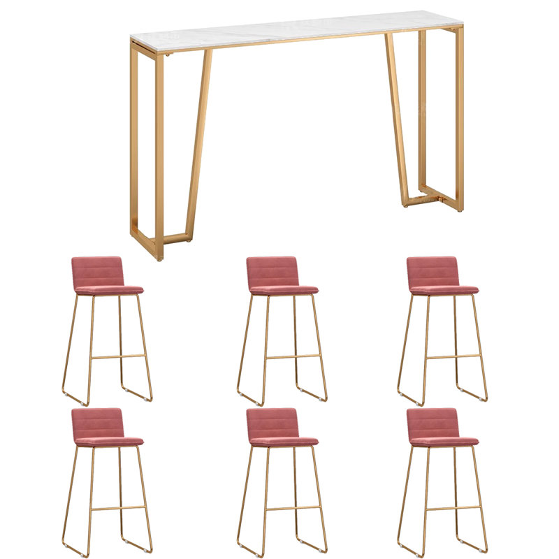 Tabourets et tables de luxe et luxueux, Rose, Blanc / Doré, H 41,3 po x L 70,8 po x l 15,7 po