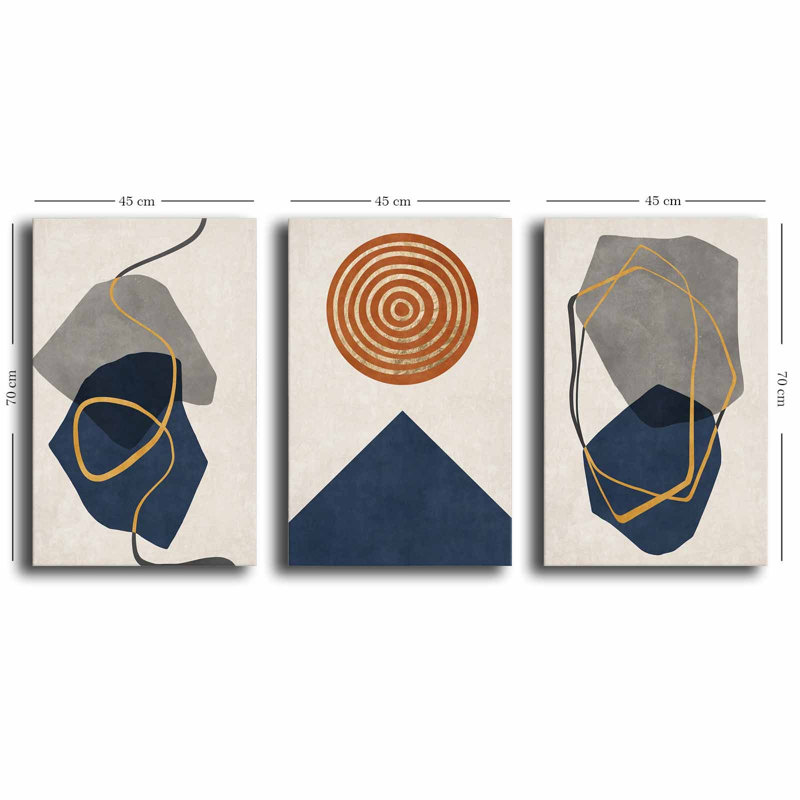Superbe ensemble de peinture sur toile décorative (3 pièces), 100% toile, taille totale: 57,1 po x 27,6 po | Structure 100% bois de pin, épaisseur: 0,1 pouce | Parfait pour le décor du salon et de la chambre à coucher, des couleurs vives et un design