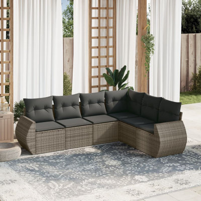 Ensemble de canapé de jardin Vidaxl PE rotin gris, acier thermolaqué grand modulaire
