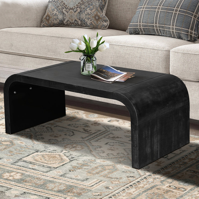 Table basse Curved Art Deco Design, Noir antique