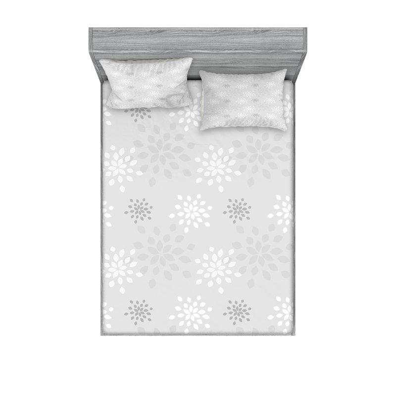 Drap-housse et taie décorative gris et blanc Ambesonne, Ensemble de draps pour très grand lit + 5 pièces